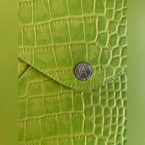 AUSLINI Envelope clutch. Green alligator crocodile leather purse bag - Picture 2 of 8